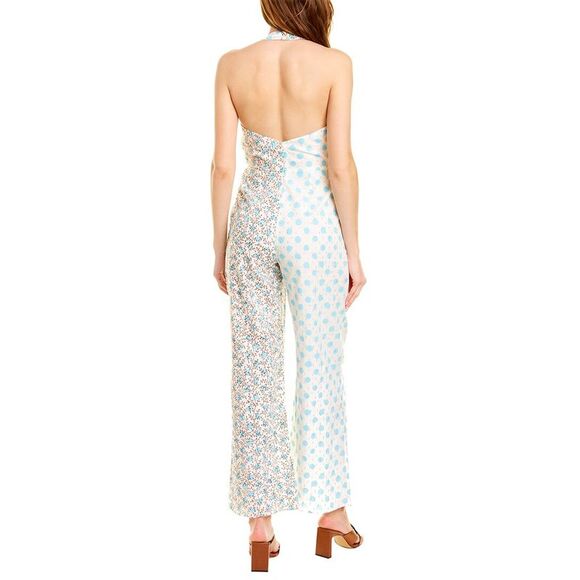 Ash & Eden Womens  Sarah Halter Neck Jumpsuit, Blue - Picture 2 of 3